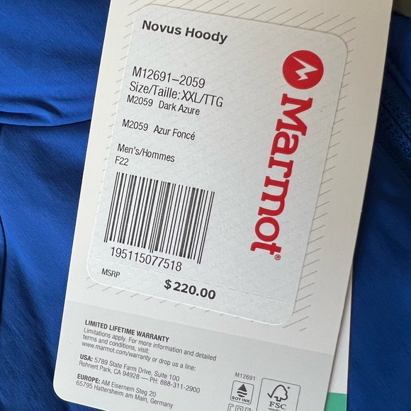 Marmot Novus Hoody XXL New with tags! - Picture 2 of 6